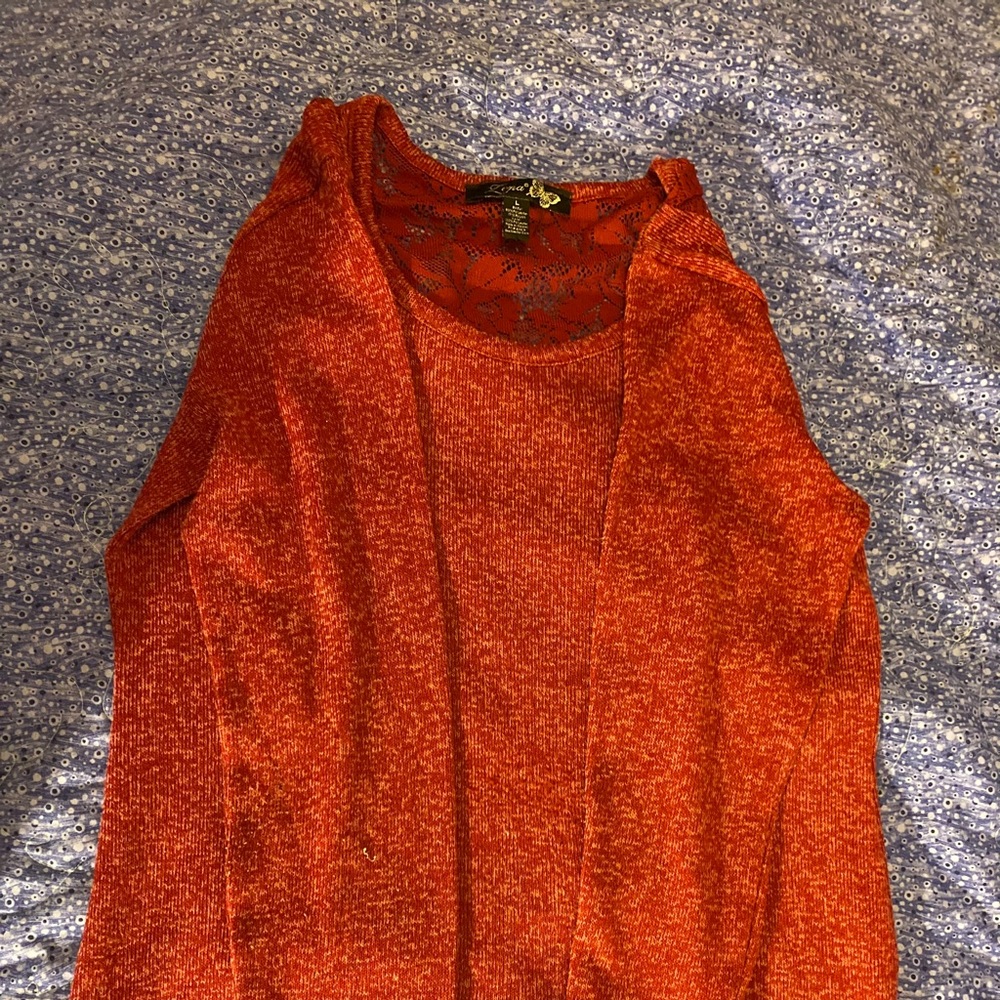 Large burnt orange red tone ladies sweater